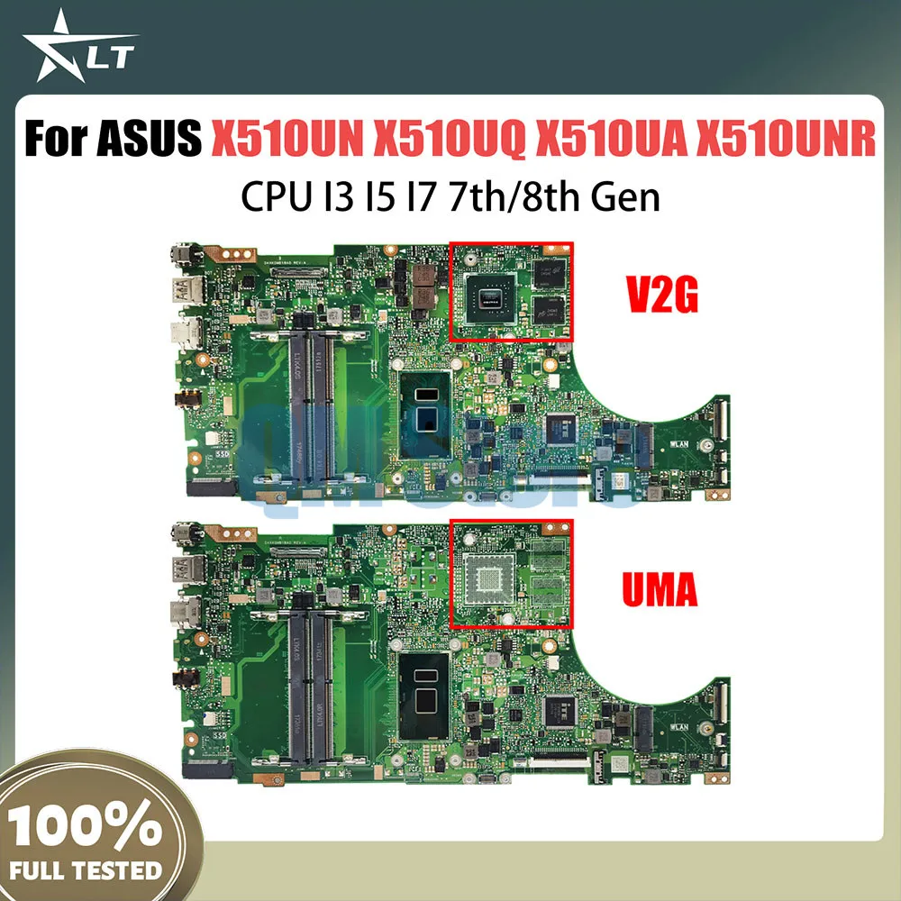 X510UN Mainboard For ASUS X510UQ X510UA X510UNR X510UF F510U VM510UA X510UR S510UN S5100U Laptop Motherboard CPU I3 I5 I7 7 8th