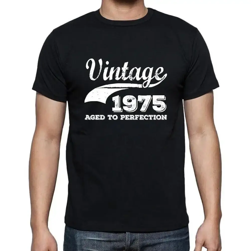 Men's T Shirt Aged To Perfection 1975 49th Birthday Anniversary 49 Year