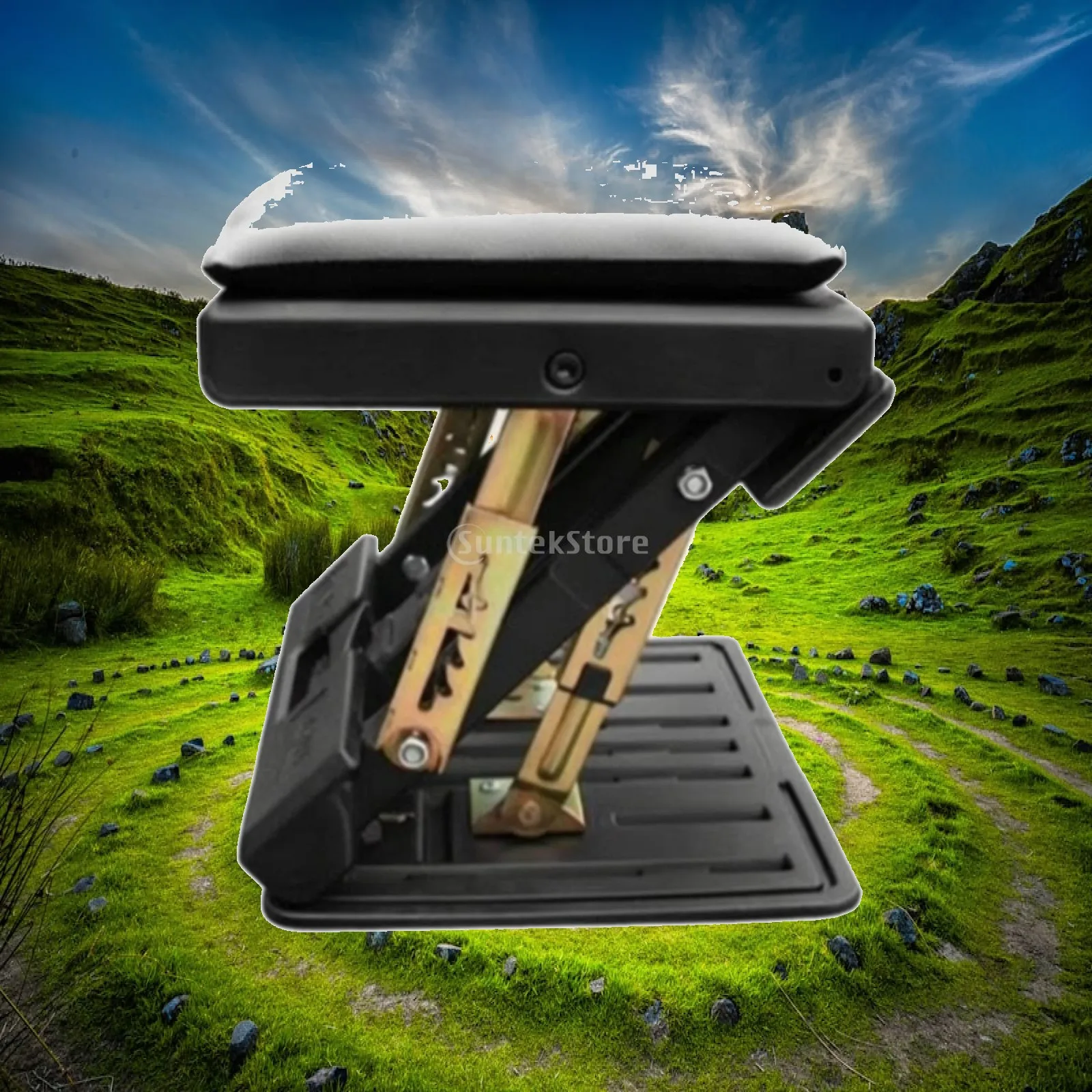 Compact Foldable Footrest for Backseat with Cushioned Top and Stable Floor Plate for Vehicles