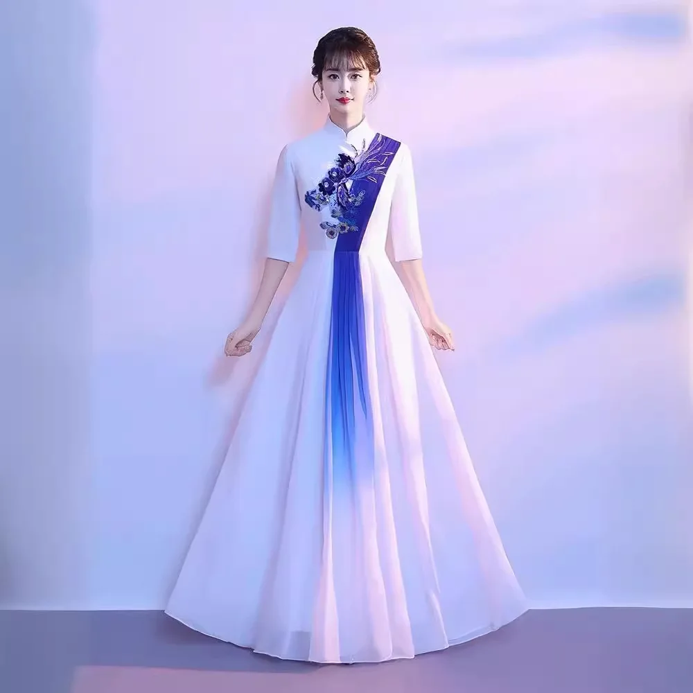 Robe de Soirée de Style Chinois, Vêtements de Spectacle sur Scène, Nouvelle Collection