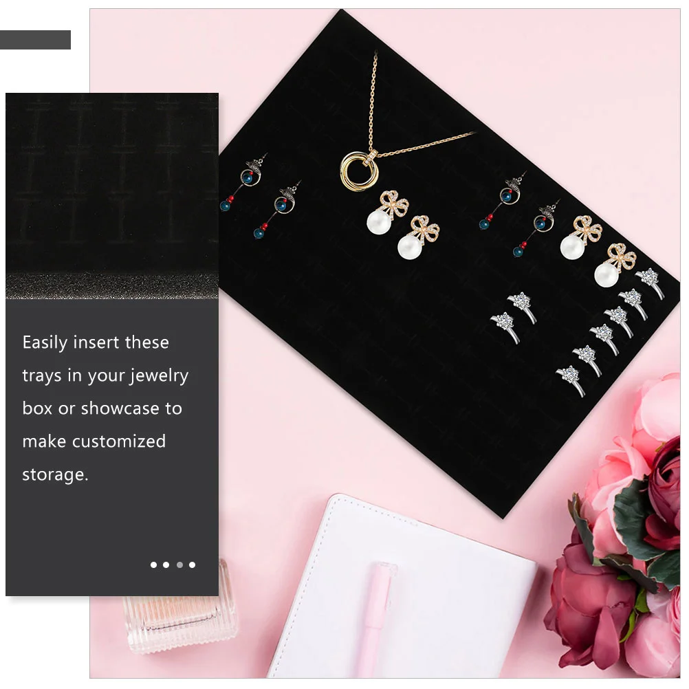 2 Pcs Jewelry Insert Tray Sponge Pad Ring Black Necklace Padding Earstud Choker