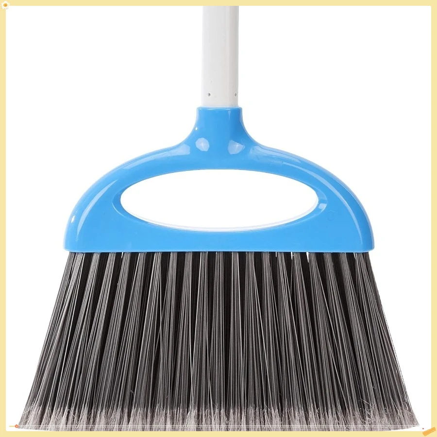 مجموعة مكنسة مجرفة مع سهلة التجميع ومقبض طويل، أزرق وأبيض 9 بوصة عرض × 52 بوصة ارتفاع