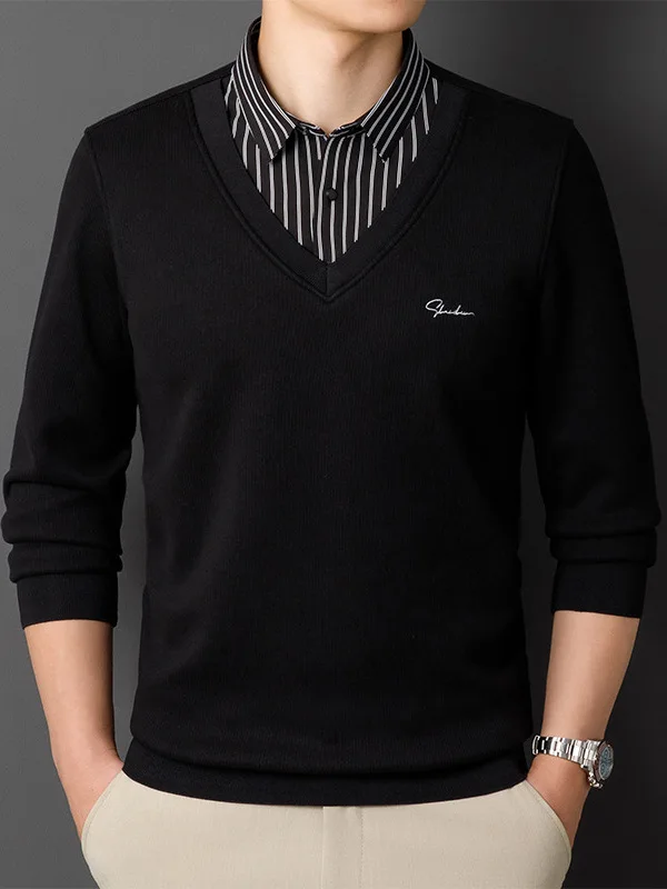 

Мужская трикотажная шерстяная одежда Fce на подкладке V-Ne, повседневная одежда из двух предметов с вышивкой, осенне-зимняя одежда для отдыха