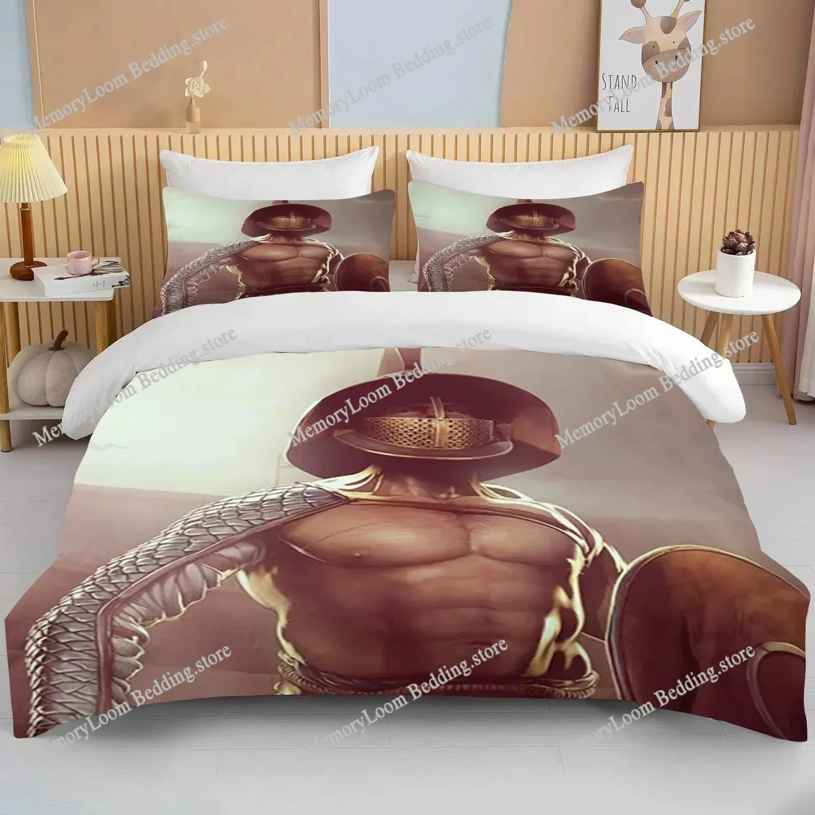 10 Sizes Cartoon Roman Gladiator Bedding Set Colorful Home Textile Duvet Covers Pillowcases Bedclothes Boys Gift Bedding Set
