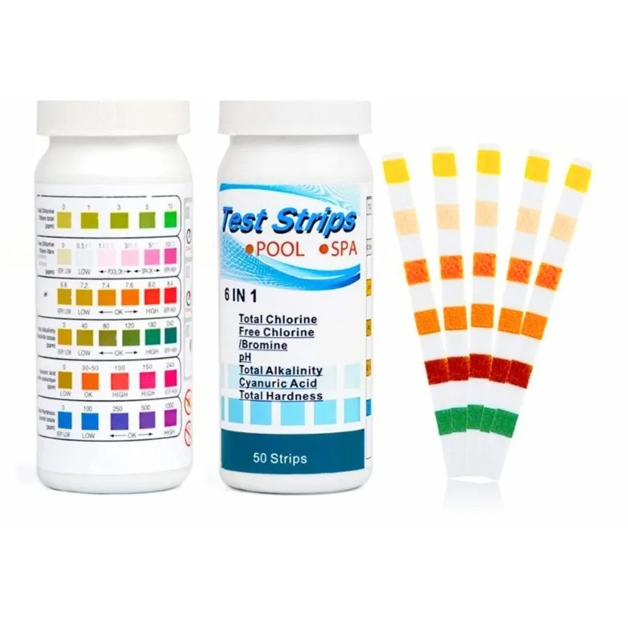 50pcs 6-IN-1 Aquarium Test Strips Fish Tank Test Kit Freshwater Saltwater Aquarium Water Test to Detect PH NO3 NO2 GH KH CI TCL