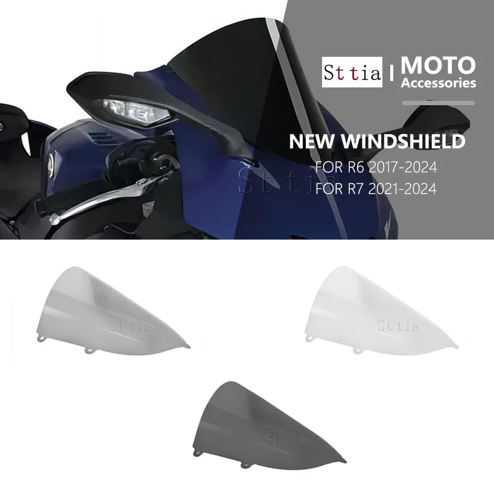 

Переднее лобовое стекло мотоцикла, аксессуары для экрана мотоцикла для Yamaha YZF R6 YZFR6 2017-2024 yamaha R7 2021 2022 2023 2024