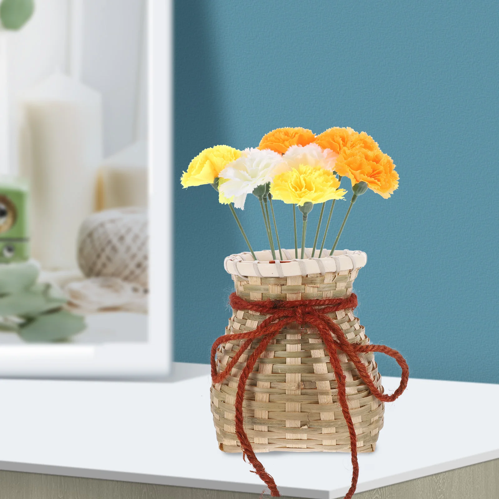 

1pc Bamboo Back Woven Handmade Storage Decorative Container Flower Arrangement Sturdy Eco-Friendly Planters
