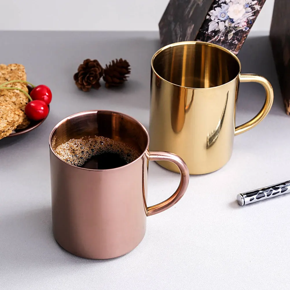 

2Pcs Stainless Steel 304 Copper Plated Thermal Mug Set 400ml Coffee Tea Milk Juice Beverages Home Office Gifts