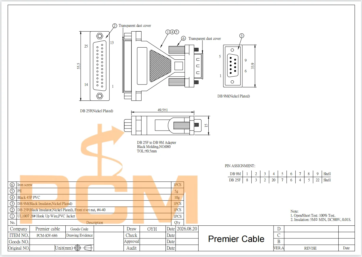 DB25-Buchse auf DB9-Stecker RS232 D-Sub Serieller Adapter Konverter Steckverbinder für PLC PC Modem POS-System Industrielle Kommunikation – Detail 3