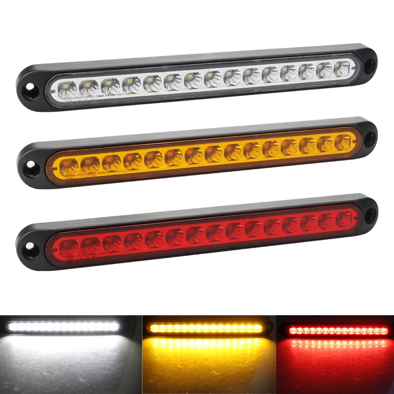 1x 15 LED Side Marker Light Bar 12V 24V Brake Warning Light for Trailer Lorry Clearance Lamp Auto External Indicator Tail Lamp