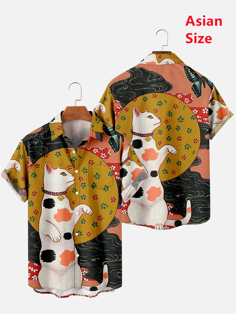 Men's Trend Casual Harajuku Japanese Retro Style Spring/Summer Short Sleeve Shirt Design Fashion Buttons Camisas De Hombre Tops