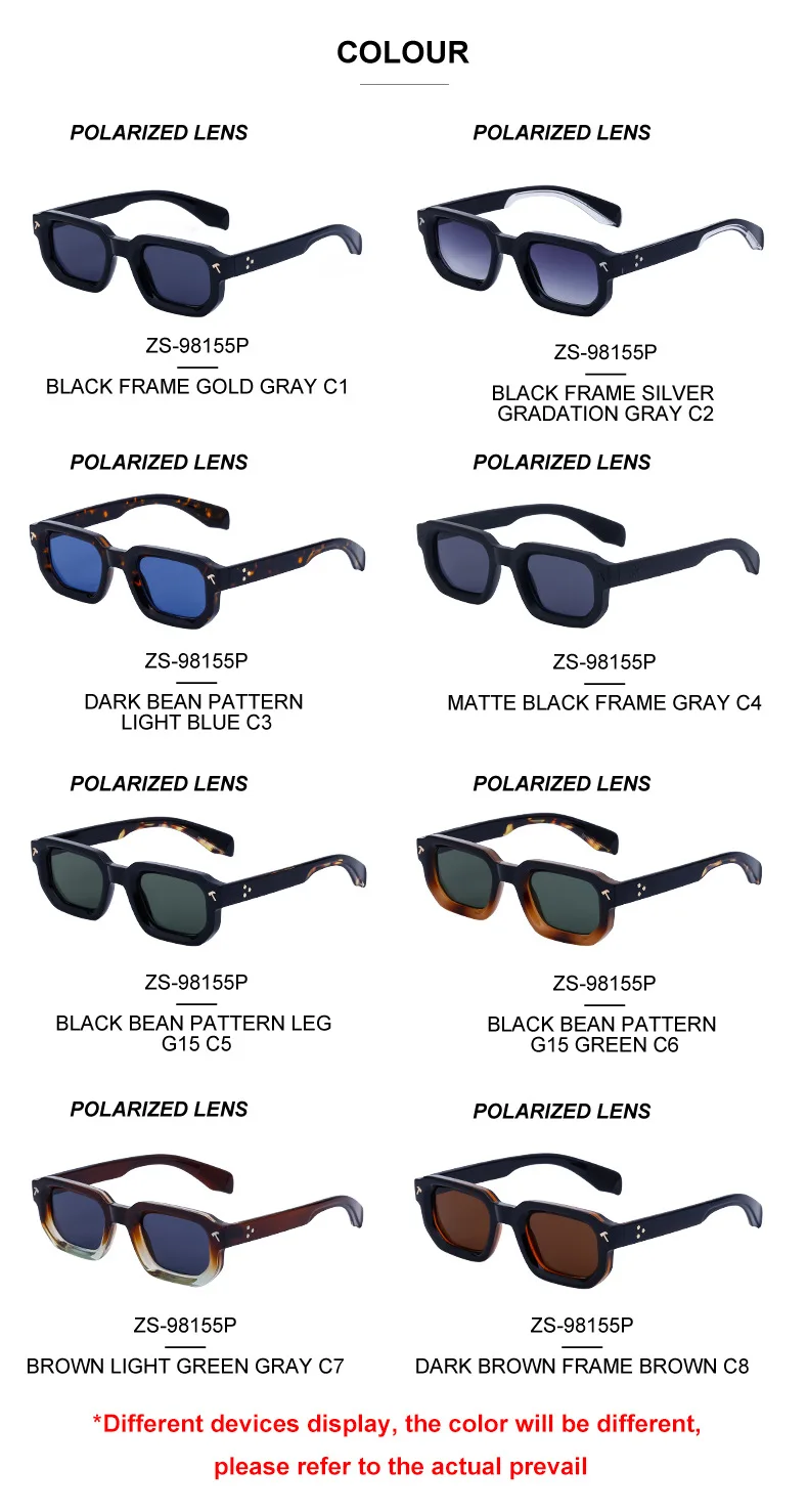 Polarisierte quadratische Sonnenbrille für Herren 2026 – Luxus-Designer-Neuheit, modische rechteckige Sonnenbrille für Damen, Fahrerbrille, Eyewear – Detail 10