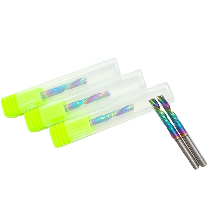 

10Pcs 3A SHK 3.175 - 6mm Single Flute Left Spiral Down Cut Bits For Peak CNC Performance DLC Coated Heavy Duty Carbide End Mill