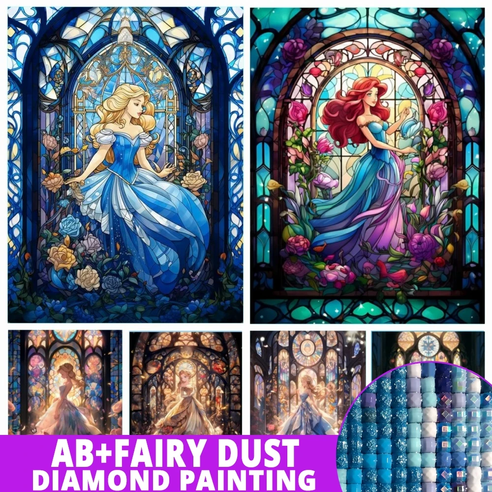 Fee Staub ab niedlichen Aschenputtel Schloss Prinzessin 5d DIY Diamant Malerei Kreuz Cartoon Mosaik voller Bohrer Stickerei Wohnkultur Geschenk