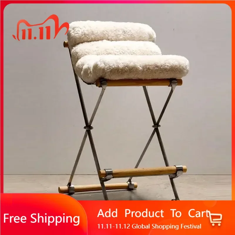 

Cosmetics Ergonomic Bar Chairs Iron Light Luxury Modern Comfortable Bar Stools Ergonomic Vintage Party Cadeira Trendy Furniture