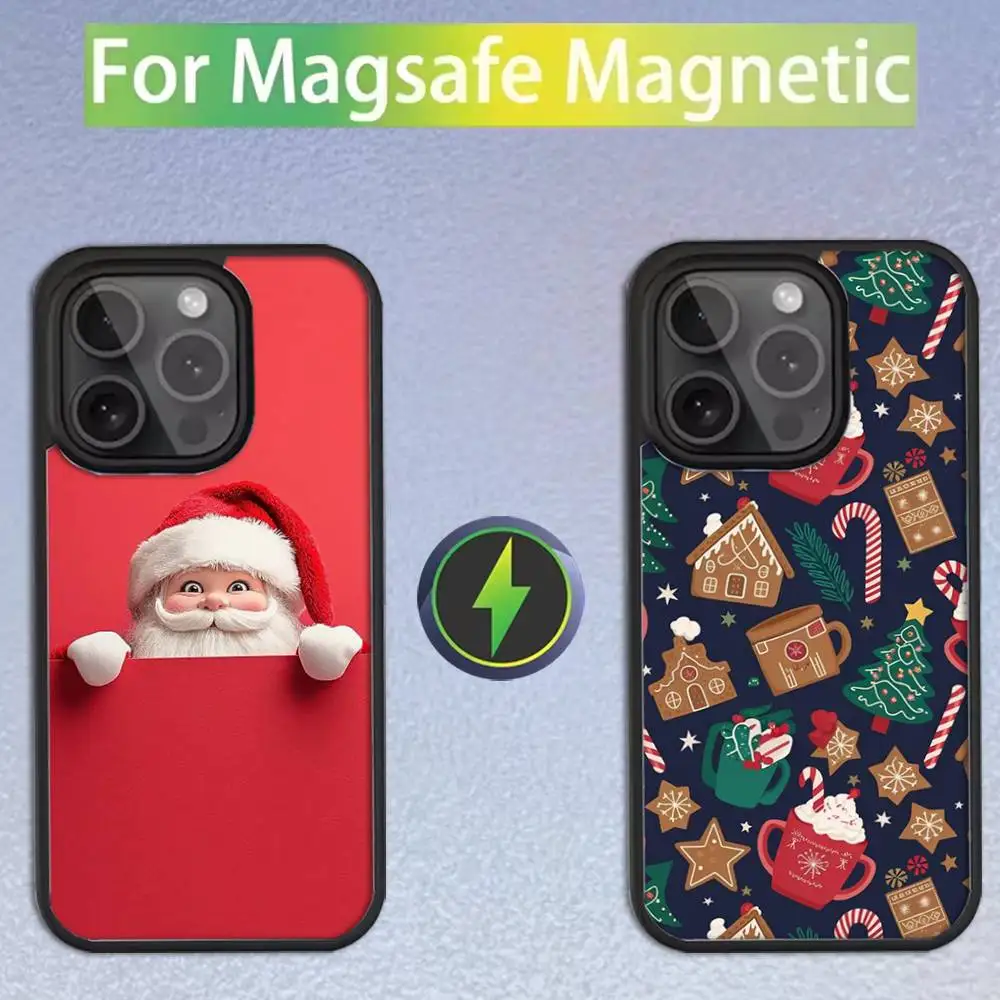 

Christmas Santa Claus Phone Case For iPhone 16,15,14,13,12,11,Pro,Max,Plus,Mini,SE Magsafe Magnetic Wireless Charging