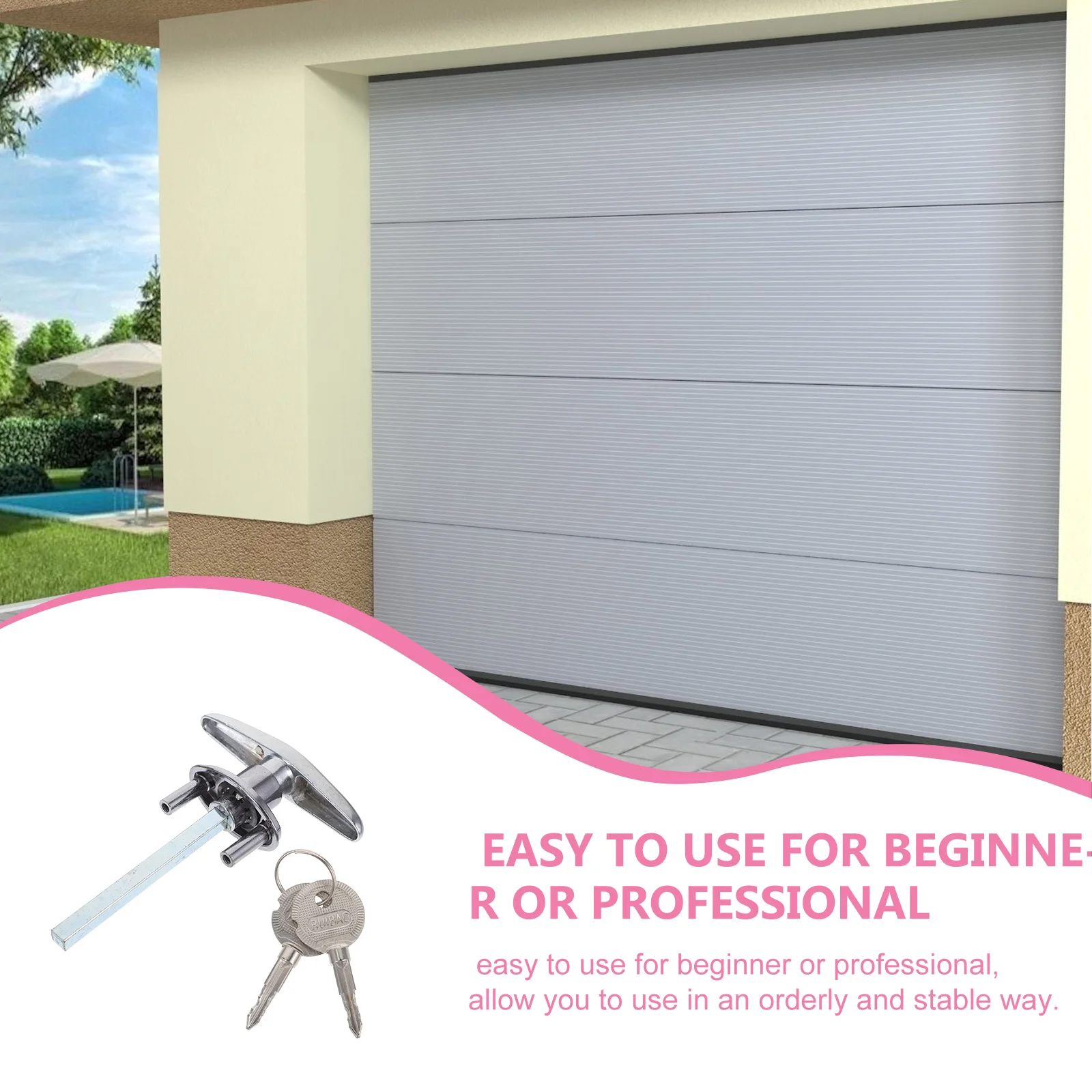 

Garage Door Lock Steel Wire Emergency Disconnect Handle Shed Lock T Handle Kit Replacement Durability Metal