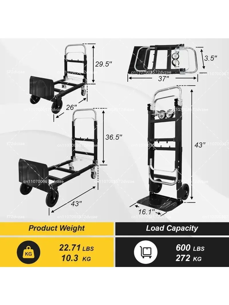 Foldable Telescopic Handcart Portable Utility Cart for Luggage and Home Transport