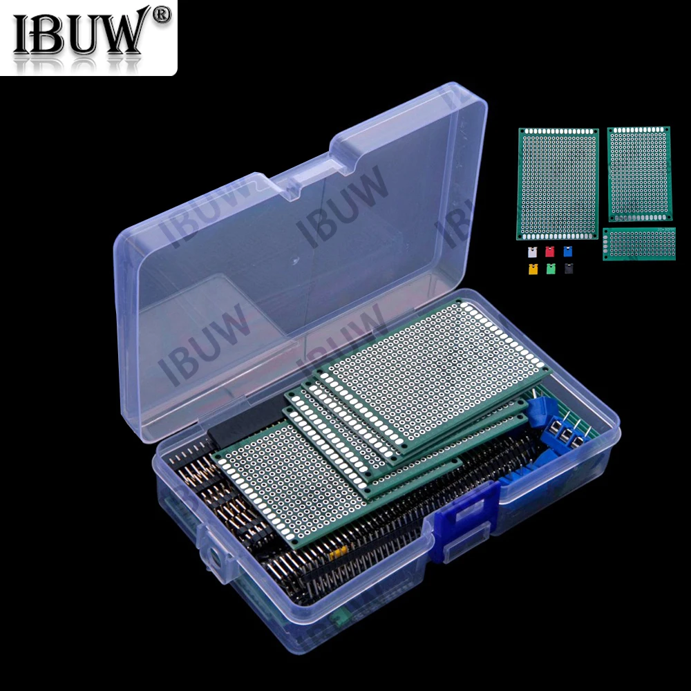 92PCS Double-sided PCB Boards, Prototype Double-sided Painted Circuit Boards Single-row Female & Terminal Kit Single-row Pin