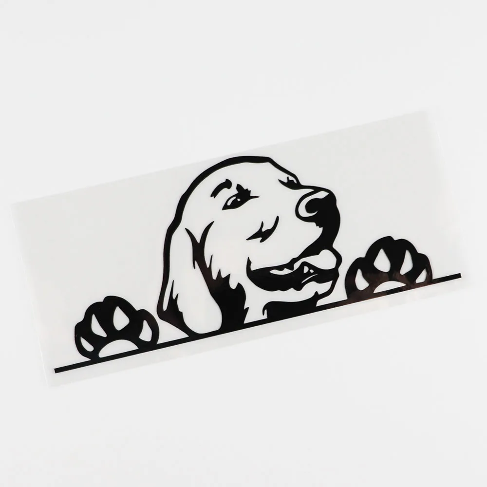 YJZT  Creative Golden Retriever Dog Peeking Vinyl Car Stickers Black/Silver