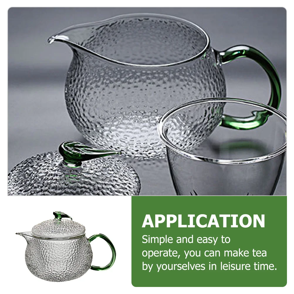 

Thickened Glass Teapot Hammer Pattern Practical Handle Designed for Tea Brewing Fruit Tea Coffee Stovetop Use