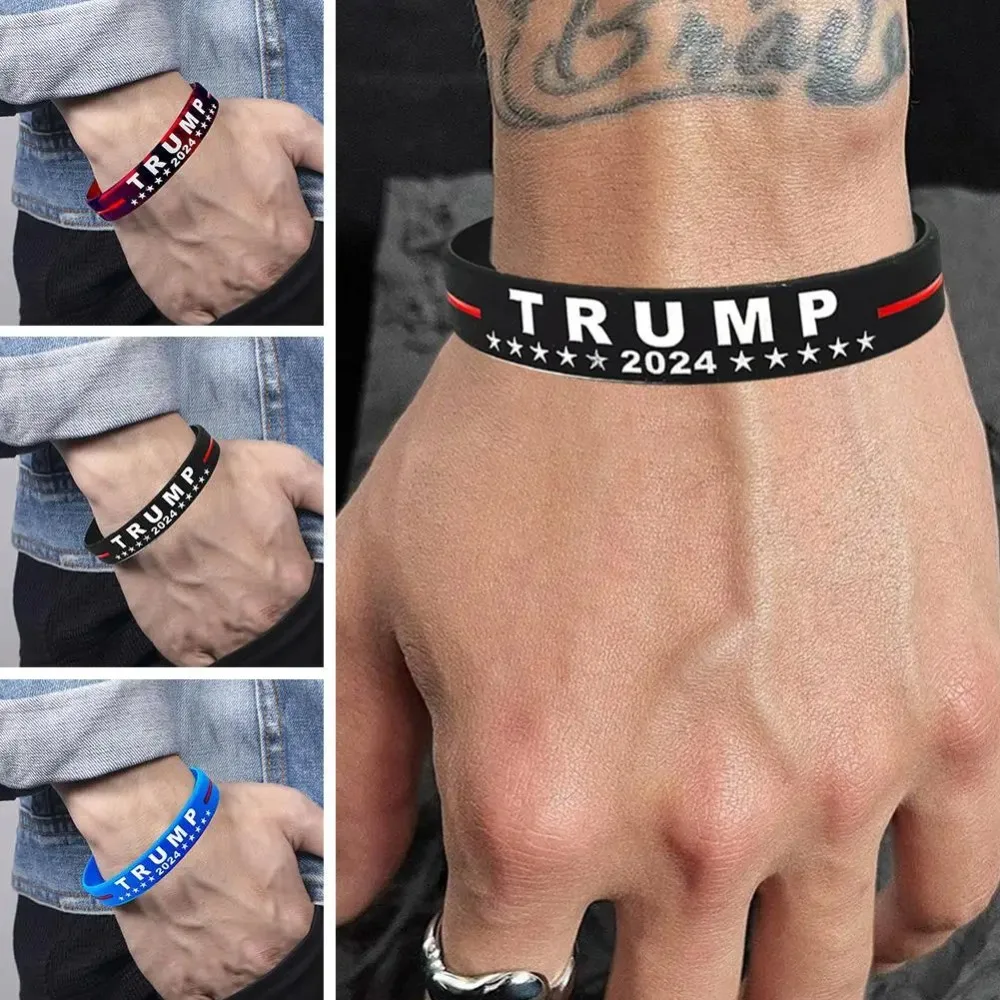 Soft Silicone Trump 2024 Campaign Bracelet Wristband Voter Election Merchandise Gift Party Favor Inspirational Wristbands