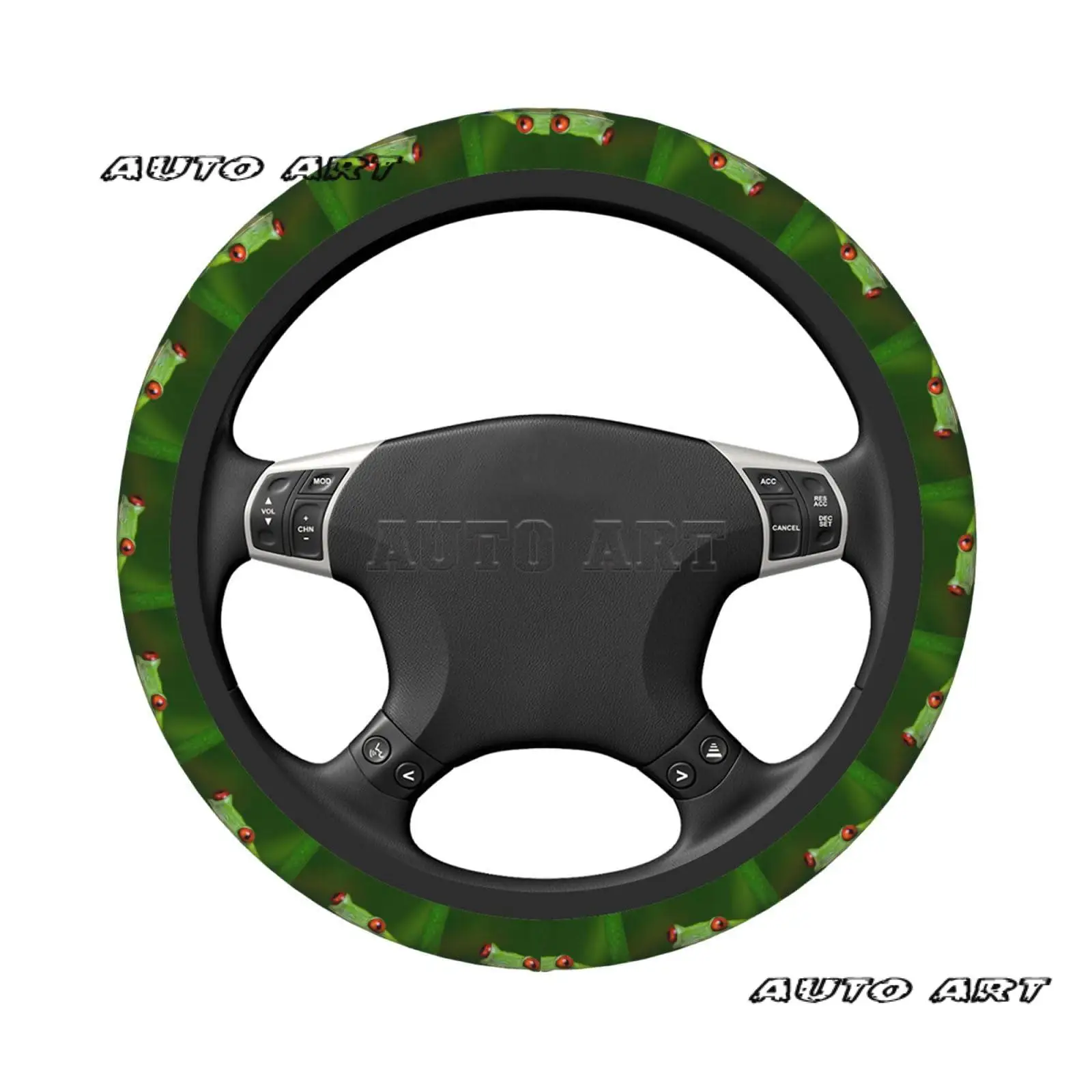 Cute Tree Frog Green Car Steering Wheel Cover Protector Upgrade Thicken Durable Soft Car Accessories for Diverse Cars Truck