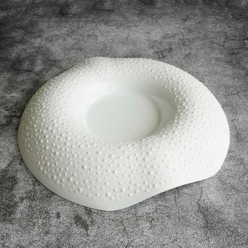 Western Restaurant White Artistic Conception Dish Dessert Dish Special-shaped Soup Dish Kitchen Personality Cooking Tableware