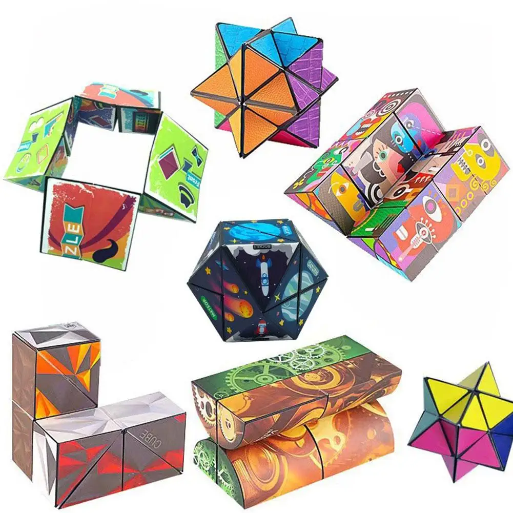 Versatile Magic Cube Anti Stress Fidget Toys For Kids Geometric 3D Puzzle Cube Anti-stress Decompression Toy Kids Birthday M9H5