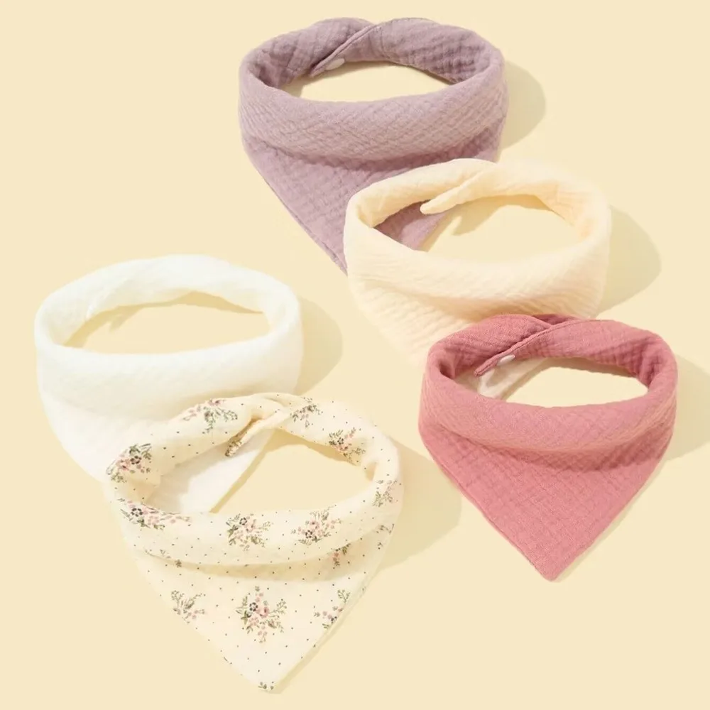 

Skin-Friendly Soft Baby Bibs Cotton Solid Color Newborn Drooling Bib High Absorb Button Closure Burp Cloth Infant Feeding