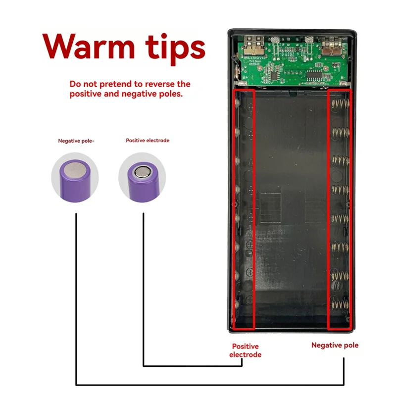 B92B-8*18650 Rechargeable Battery Charger  Dual USB Battery Shell  DIY Power Bank Case Fast Charging Battery Bank Box Storage Bo