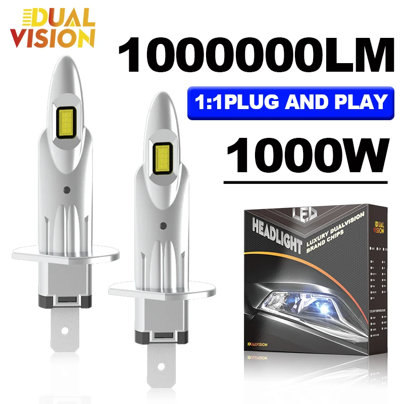 

Светодиодные лампы H1 Автомобильные фары 1000000LM 1000W Противотуманные фары H4 H7 H11 9005 9006 HB3 HB4 4300K 6000K Plug and Play Мини-светодиодные лампы 2 шт.