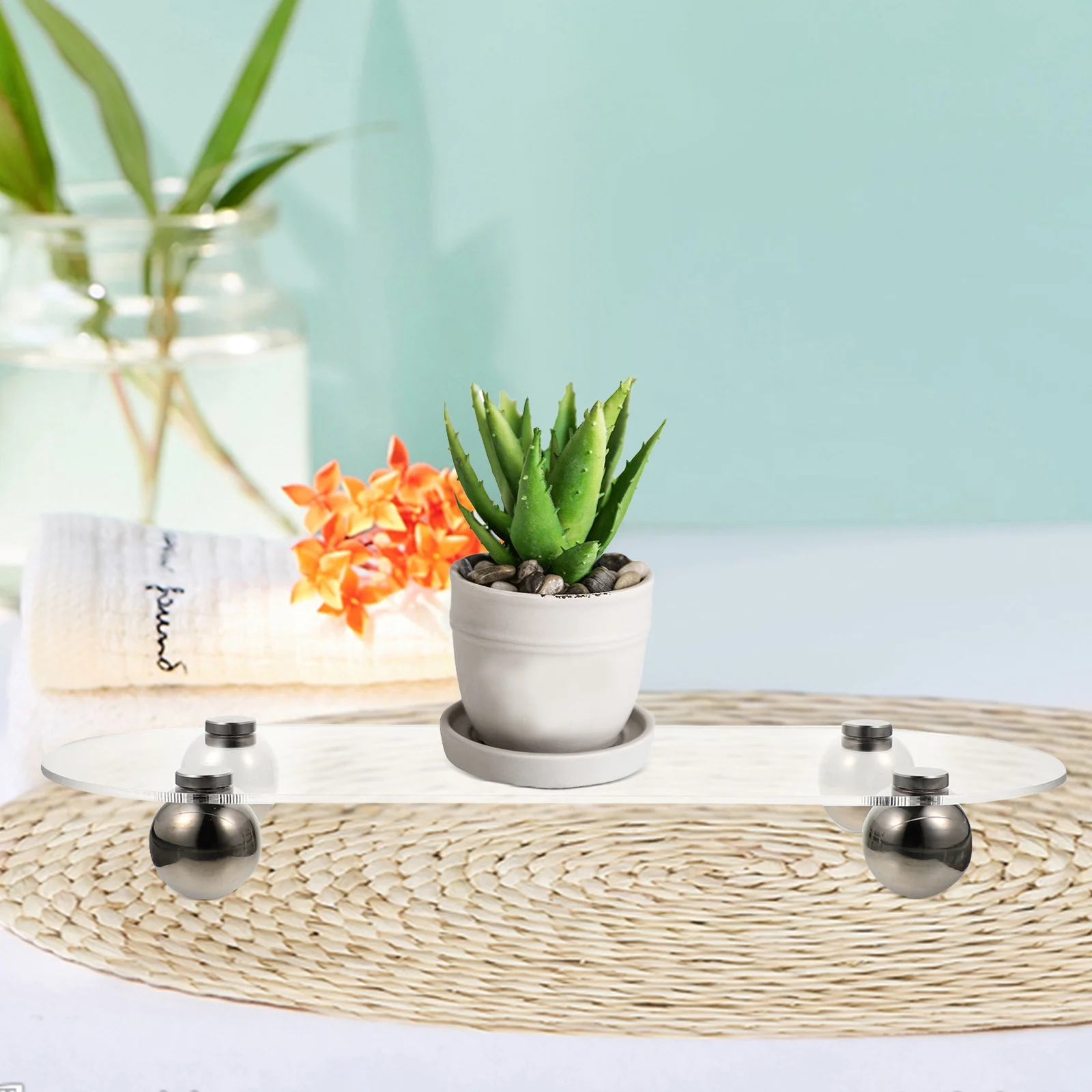 

Acrylic Tray Storage Holder Desktop ganizer Creative Plates Perfume Home Decor Simple Sundries Aromatherapy Stainless Steel