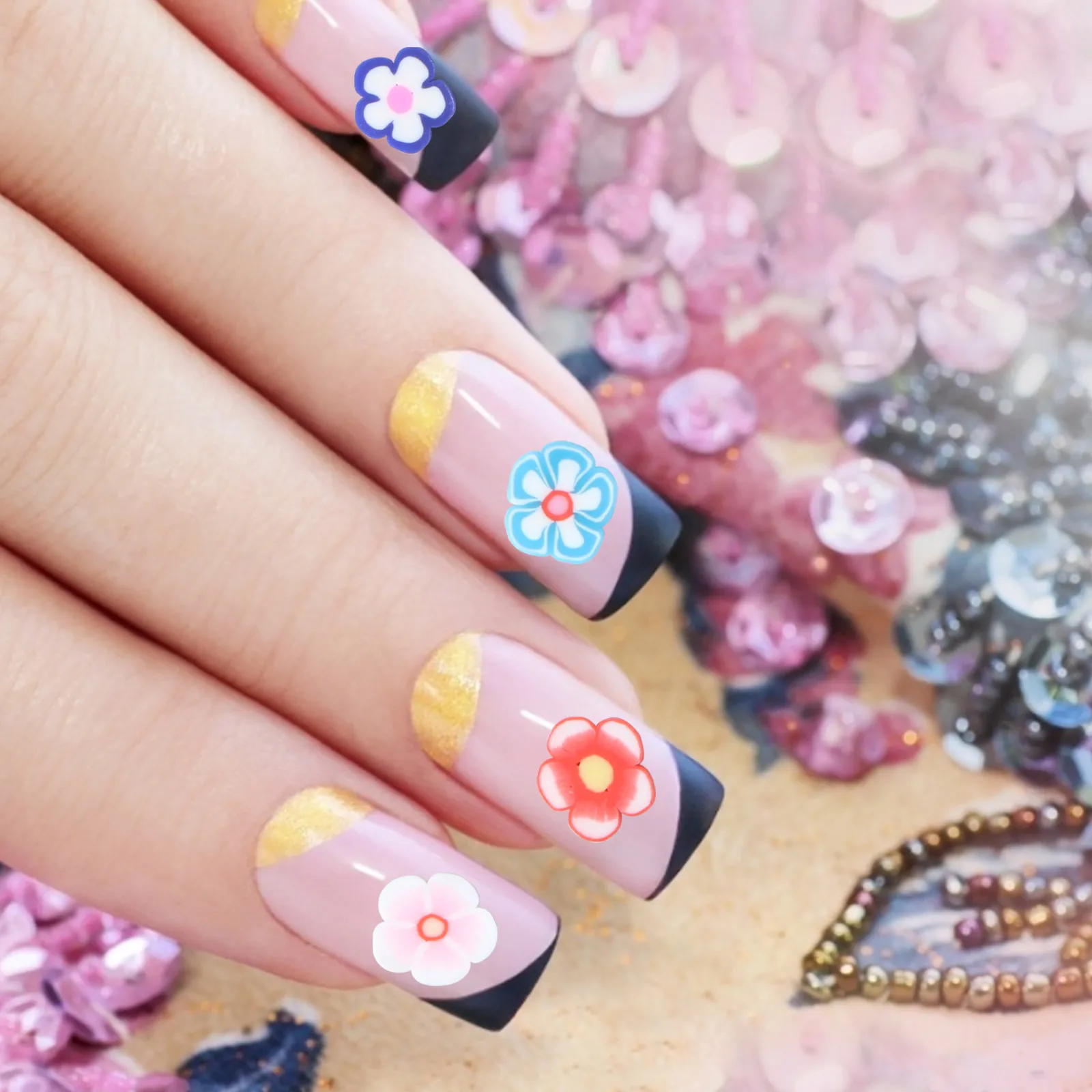 

2 Boxes Crystal Mud Soft Ceramic Strips Nail Clay Fruit Slice 3d Polymer Decorations for Art Elegant Manicure Home Use
