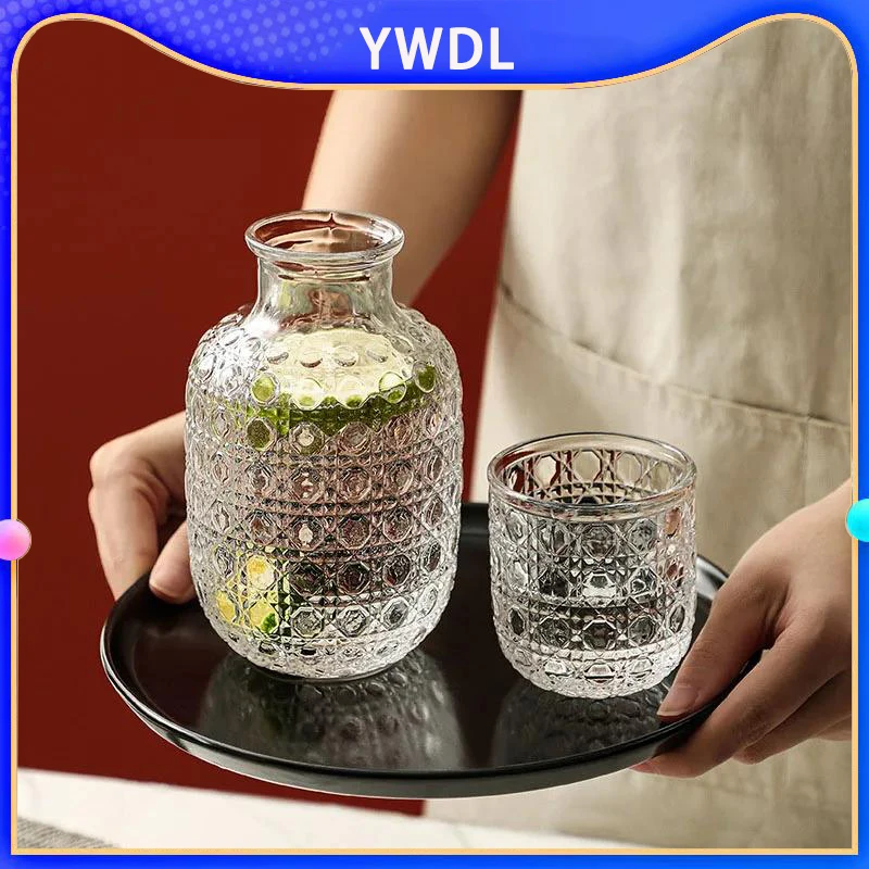 

YWDL Bedside Water Carafe And Glass Set Glass Cold Kettle Vintage Glass Water Pitcher With Cup Bottle Juice