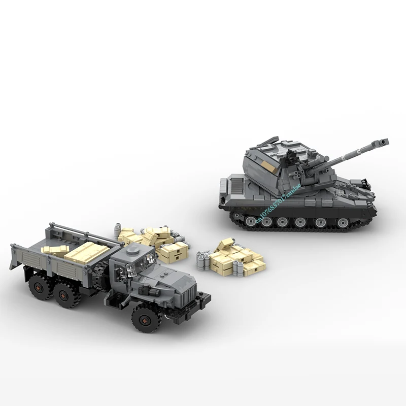 NEW1166PCS WW2 Military MOC 2S19 MSTA SSelf-propelled howitzer tank DIYcreative ideas high-tech Child Toy Gift Armored Car Block