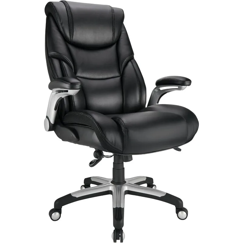 

Big & Tall Bonded Leather High-Back Computer Office Chair, 33.62"D x 31.1"W x 45.67"H,Black/Silver