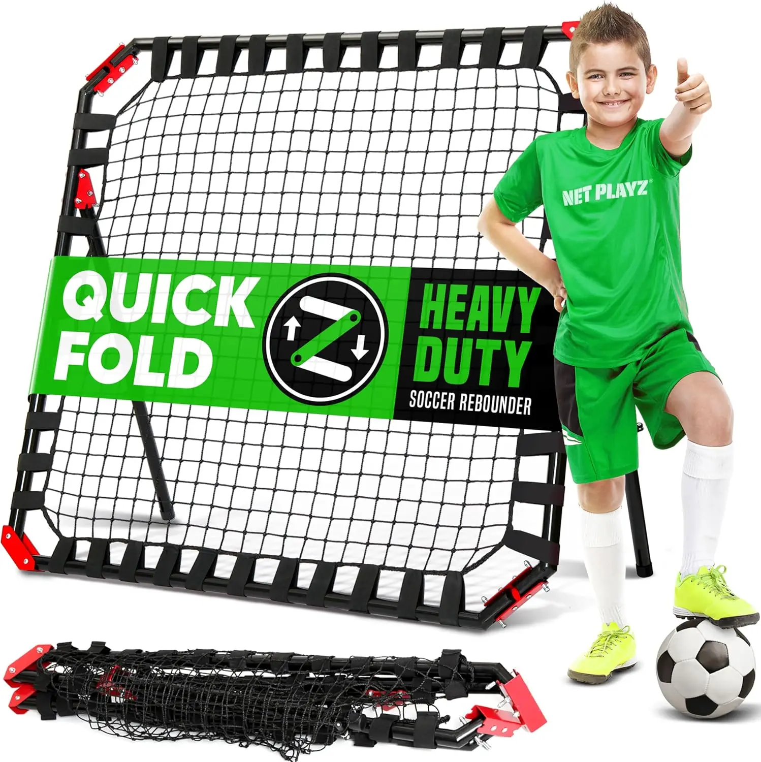 

Portable Soccer Rebounder 4x4 Ft, Easy Setup with Quick Folding Design, Sturdy Metal Tube, Multi-Angle Adjustment and Carry Bag