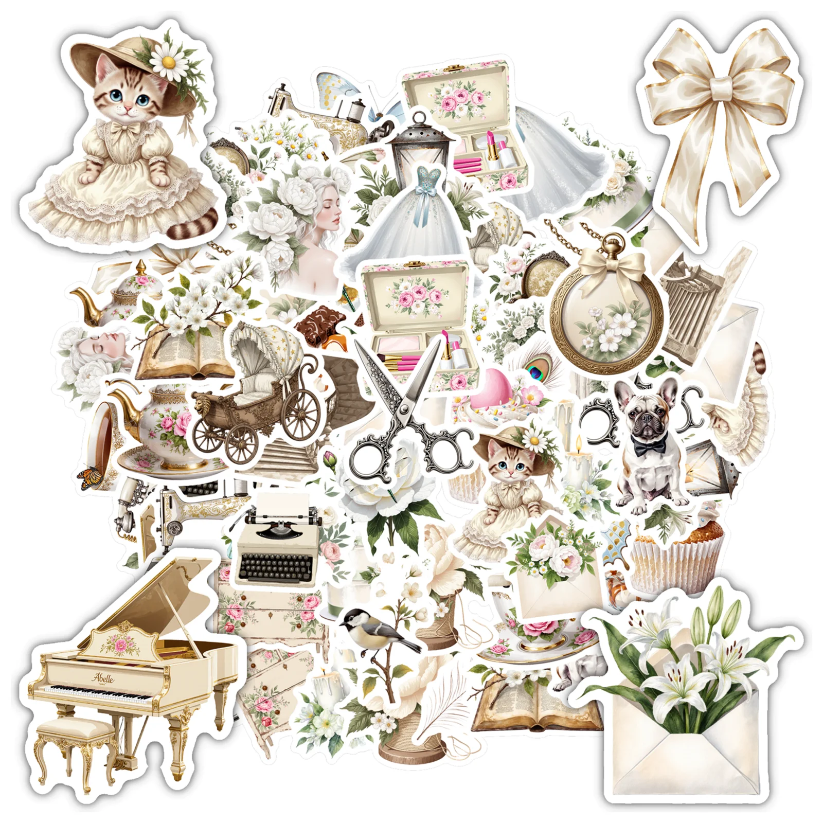 

35 шт.-50 шт. пастельные ретро наклейки нежные цветочные романтические наклейки канцелярские наклейки для DIY телефона гитара ноутбук