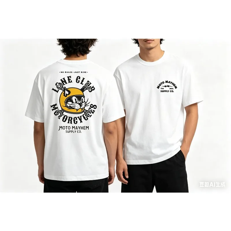 2026 New Lone Motorcycle Club Bicycle Men's and Women's Chirdren Cotton T-Shirt Fashion Casual Short Sleeve New Arrival T-Shirt