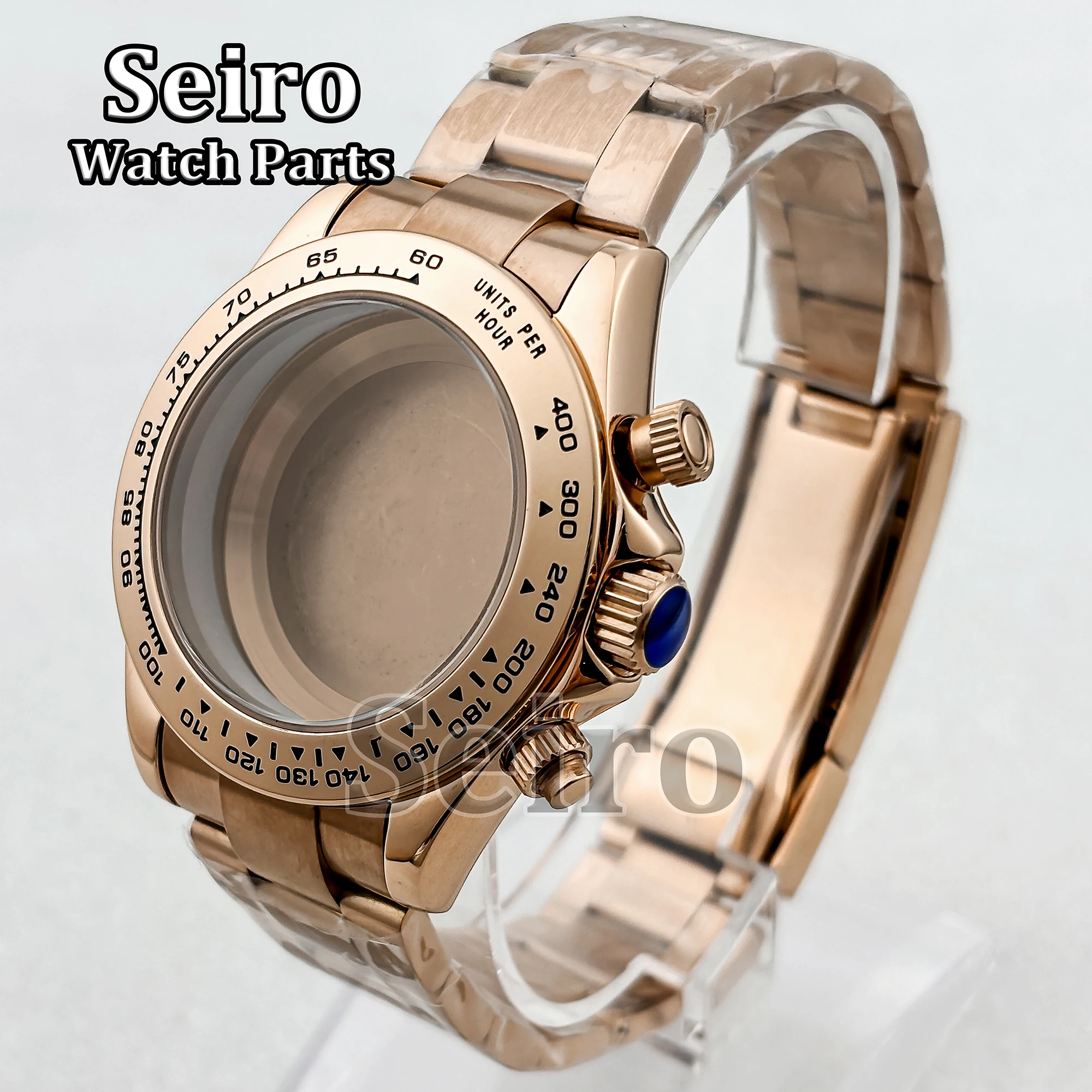 39MM Watch Case Stainless Steel Oyster Strap Sapphire Glass Rose gold Silver Gold Modify for Daytona VK63 Movement 29.5MM Dial