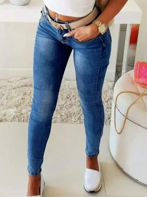 Women's Bow Zipper Slit Slimming Jeans Personalized Street Style New Style Female Clothing Fashion Skinny Denim Pants