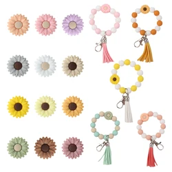 5/10 Uds. Cuentas de silicona de flores 20/30mm cuentas focales de girasol para hacer joyería DIY llavero con bolígrafo con cuentas accesorios hechos a mano