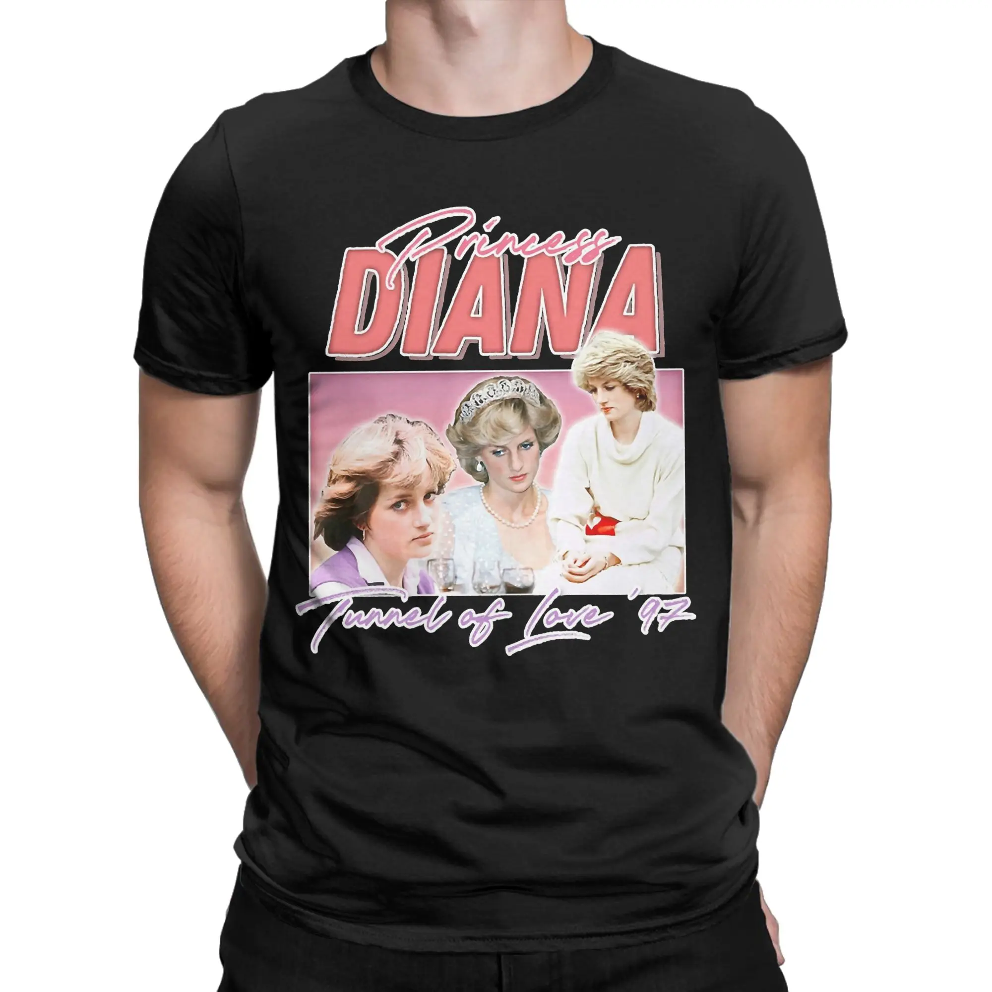 Princess Diana Men T Shirts  Vintage Tees Short Sleeve Round Neck T-Shirts Pure Cotton Party Clothes