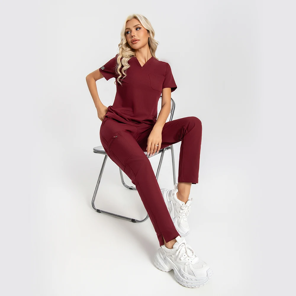 KUNGFU SCRUBS ropa de enfermería mujer ropa de trabajo enfermeras conjunto de exfoliantes suavidad antiarrugas uniforme médico bata quirúrgica antibacteriana