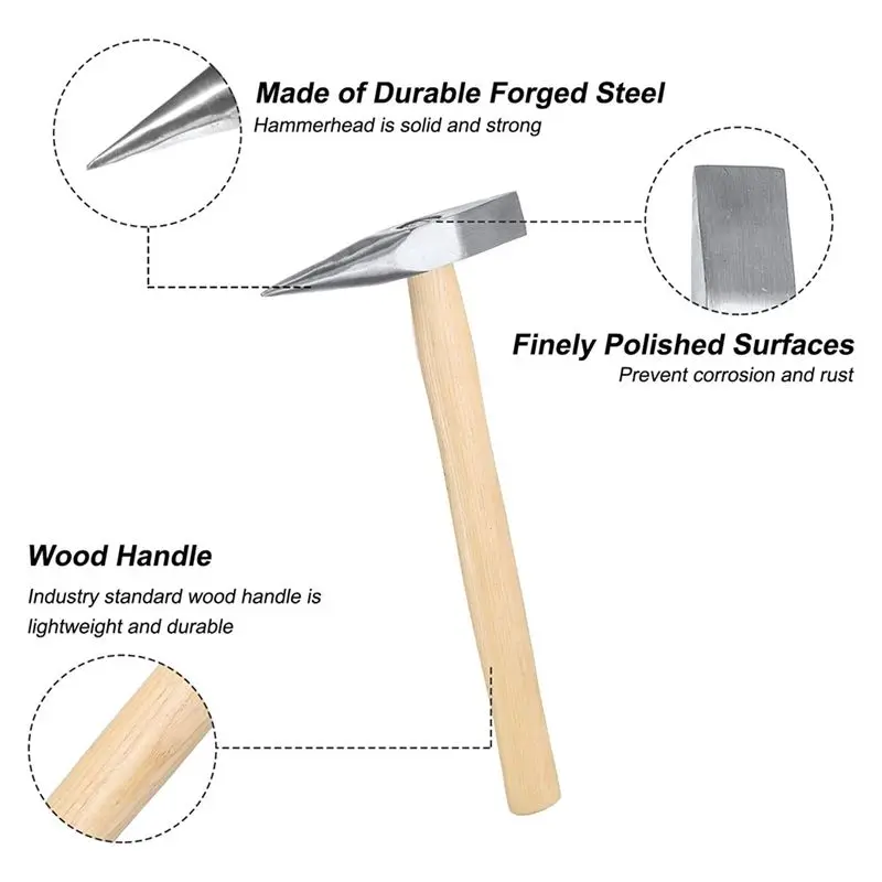 ABNL 2 Pcs 9 Oz Welding Chipping Hammer Steel Tack-Hammer Electrician's Hammer With Wooden Handle For Removing Repairing