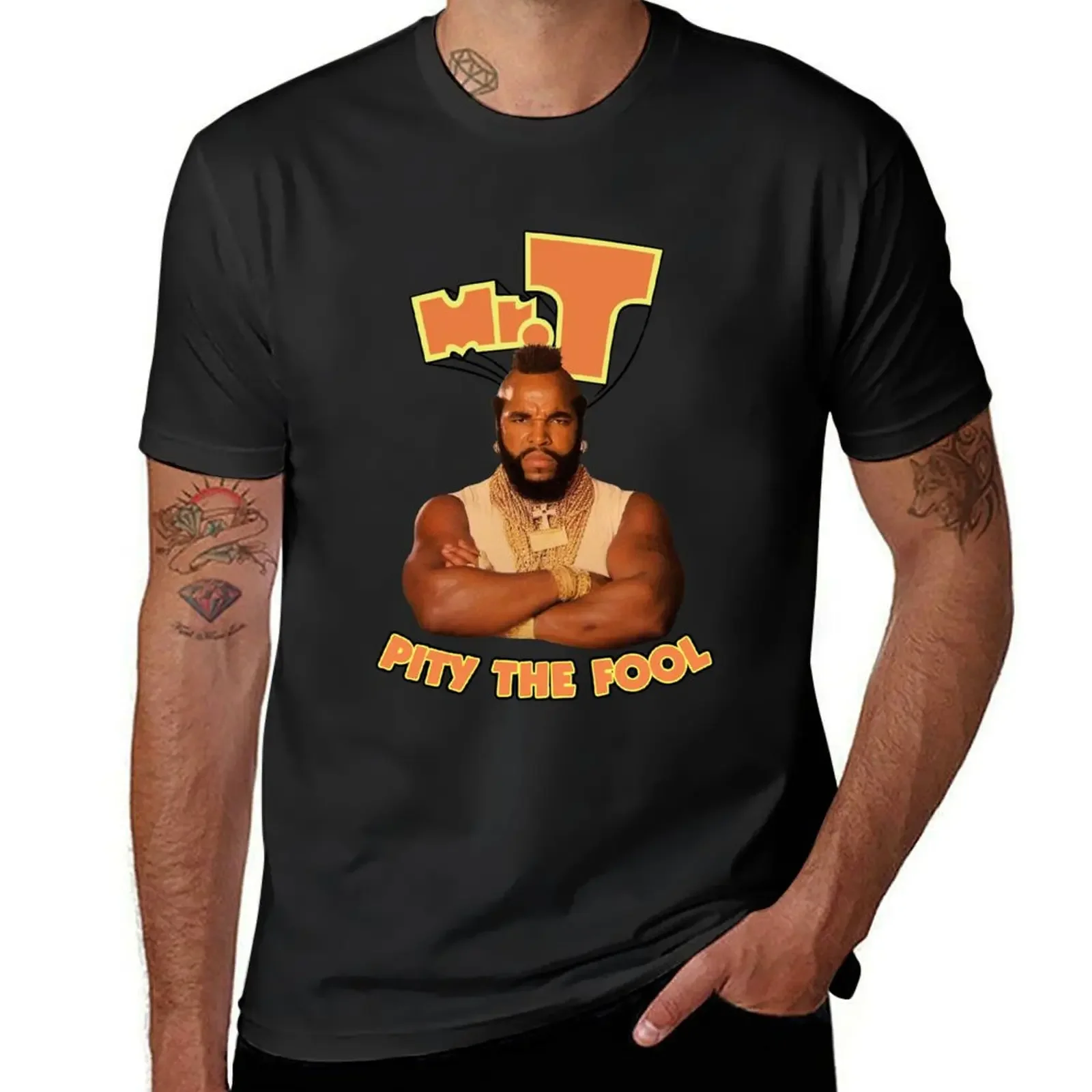 

A Team Mr T Pity The Fool Mens BA Baracas Bling Chains Cadena T-Shirt graphic shirts plus sizes cotton t shirt men