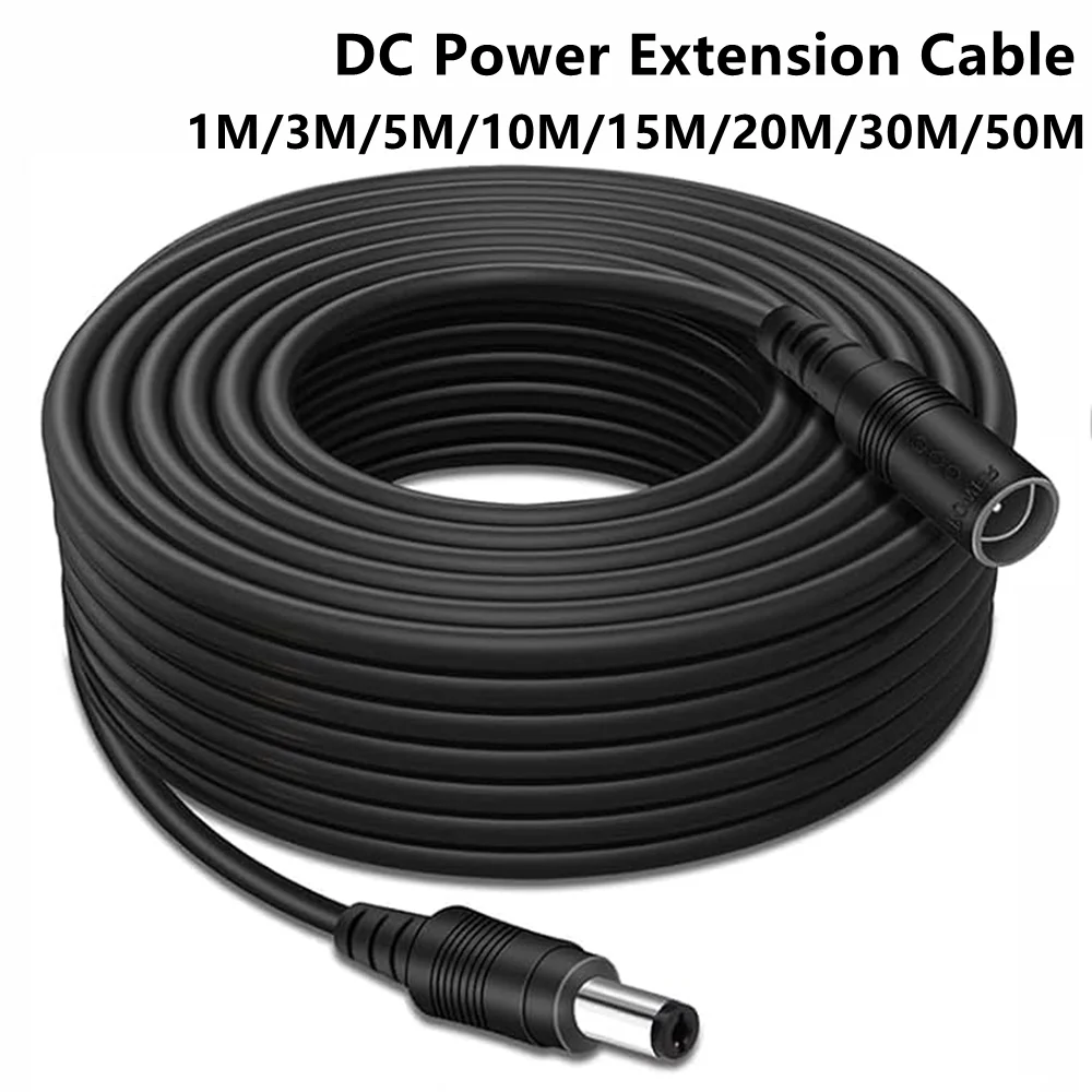 DC Power Extension Cable 5.5 mm x 2.1 mm Male To Female 12V DC Adapter Cord For CCTV Security IP Camera,Survelliance DVR, LED