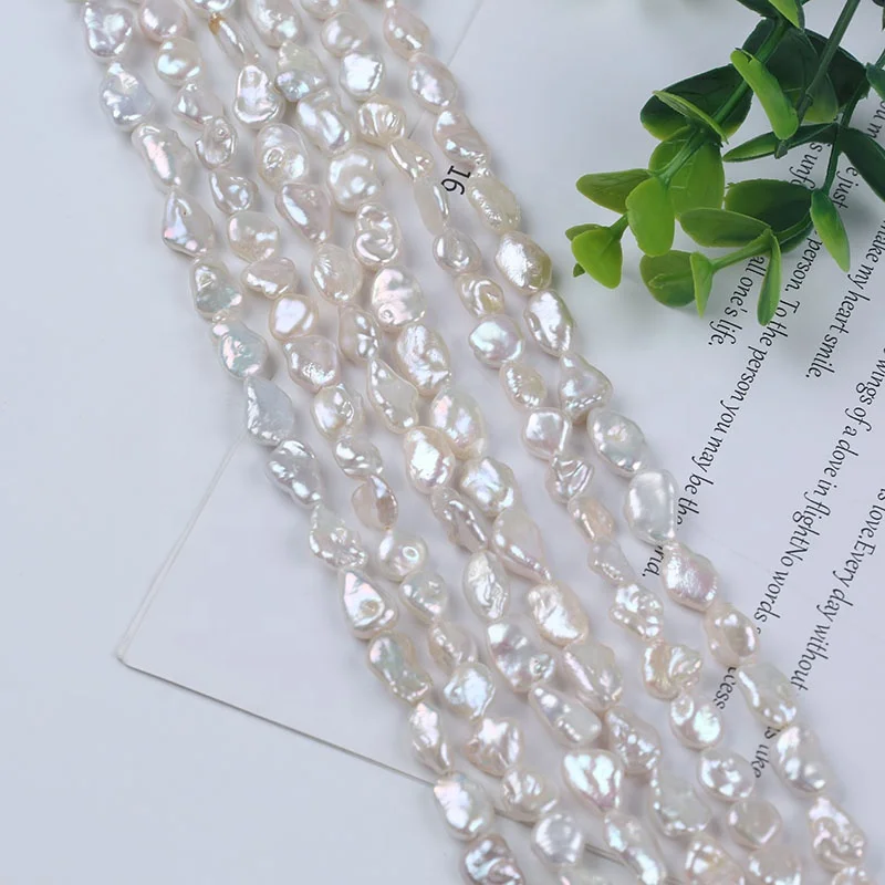 

Wholesale 8-9*11-12mm natural white color freshwater keshi pearls beads strand for women jewelry making