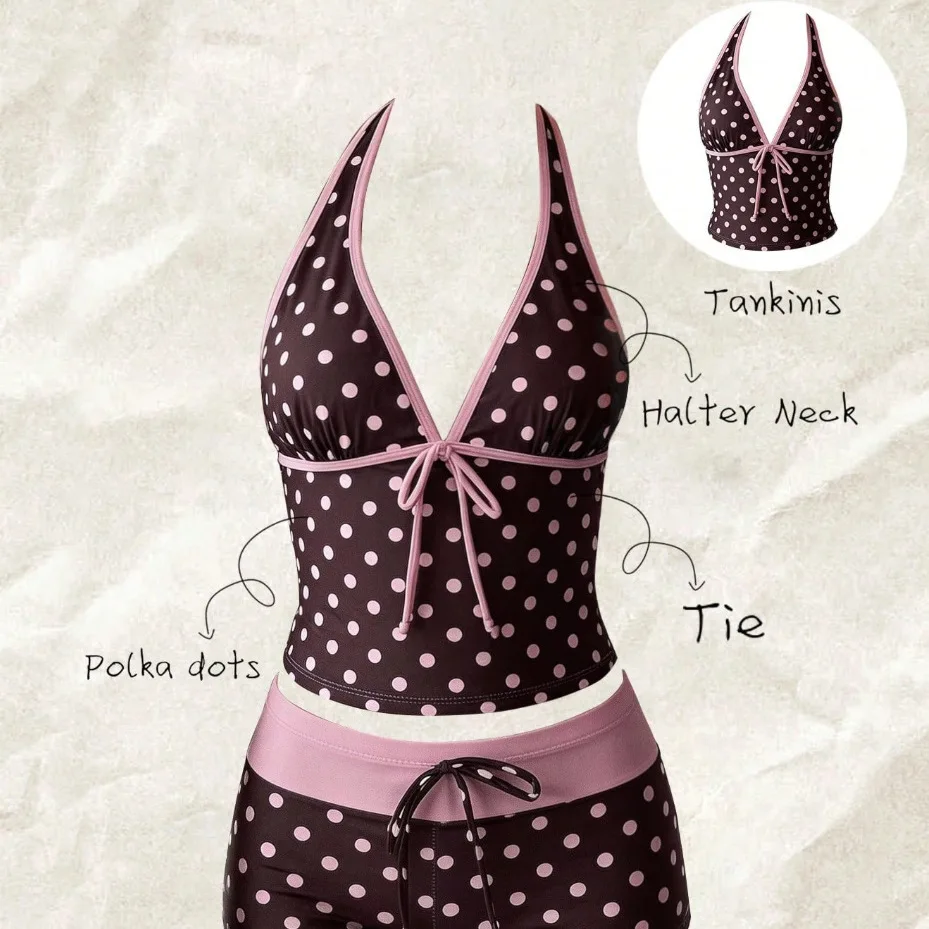 Women's Bikini Swimsuit Two-Piece Spot Pattern Slimming Briefs Fashionable Swimming Costume Sport/ Yoga/ Fitness/ Fans Goods